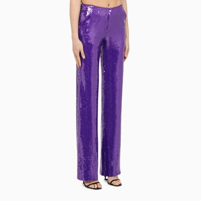 Shop Laquan Smith Trousers With Sequins In Purple