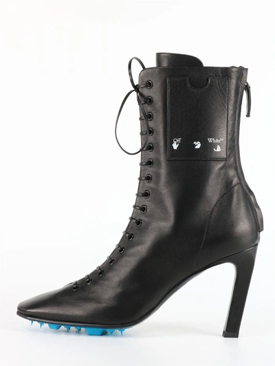 Shop Off-white Leather Ankle Boots Black