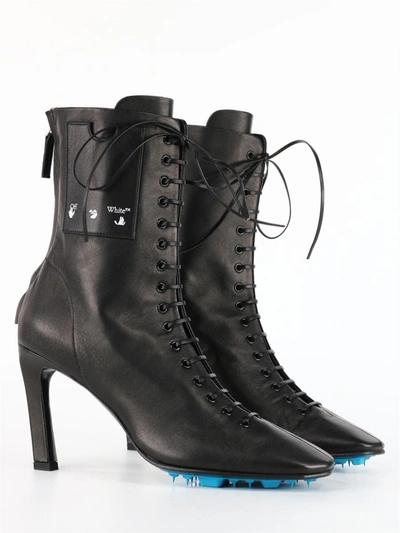 Off-white Off White Off White Leather Heel Boots In Black