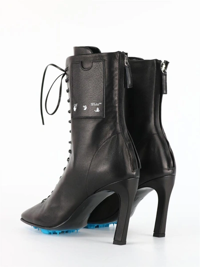 Shop Off-white Leather Ankle Boots Black