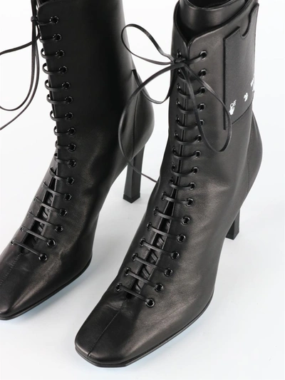 Shop Off-white Leather Ankle Boots Black