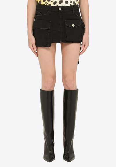 Shop Attico Cargo Mini Skirt In Black