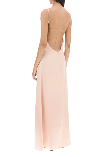 Shop Magda Butrym Slip Dress With Rose Appliques In Pink
