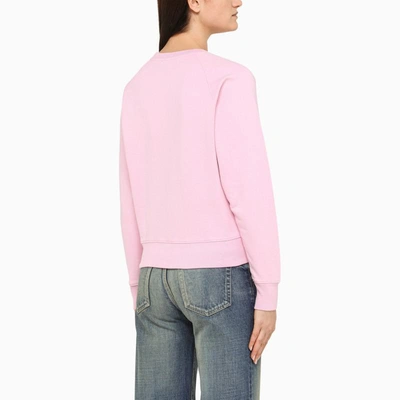 Shop Maison Kitsuné Jersey Crew-neck Sweatshirt In Pink