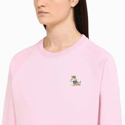 Shop Maison Kitsuné Jersey Crew-neck Sweatshirt In Pink