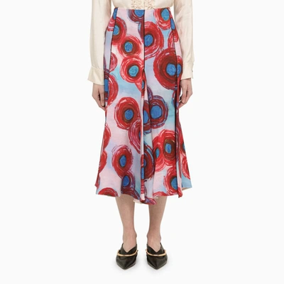 Shop Marni Printed Midi Skirt In Red