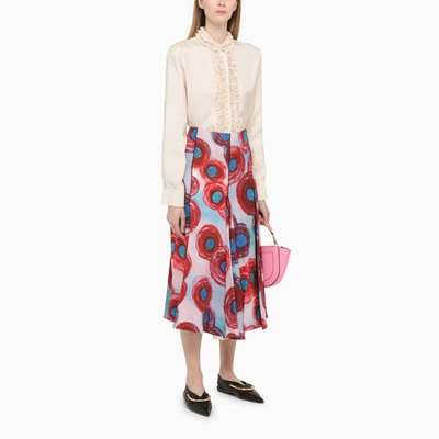 Shop Marni Printed Midi Skirt In Red