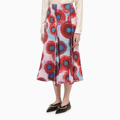 Shop Marni Printed Midi Skirt In Red