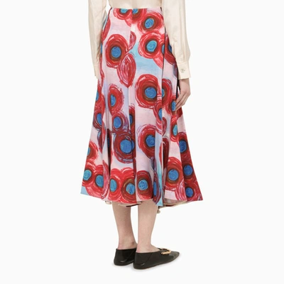 Shop Marni Printed Midi Skirt In Red