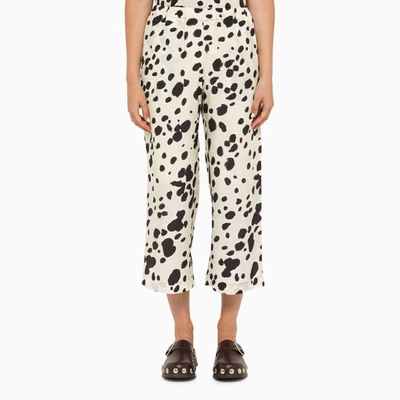 Shop Marni Trousers With Pop Art Dot Print In White