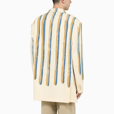 Shop Marni Watercolour Stripe Single-breasted Jacket In White