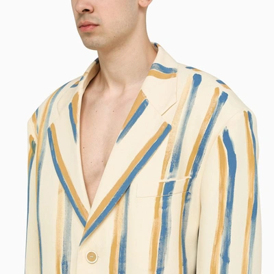 Shop Marni Watercolour Stripe Single-breasted Jacket In White