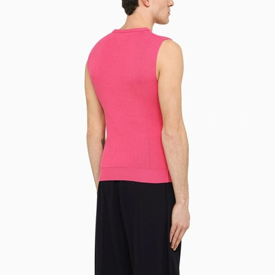 Shop Martine Rose Fuchsia Knitted Waistcoat In Pink