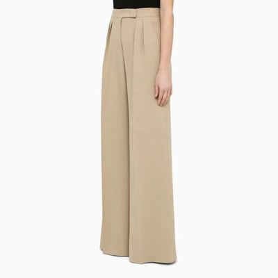 Shop Max Mara Sand Palazzo Trousers In White