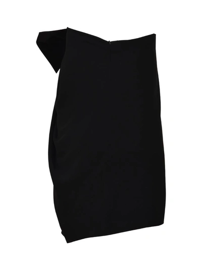Saint Laurent Bow-embellished Strapless Crepe Dress In Black