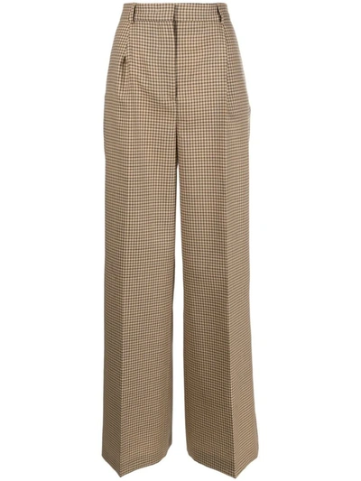 Shop Msgm Check-pattern Pants In Beige