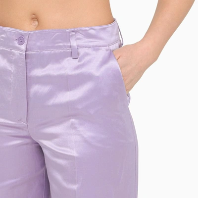 Shop P.a.r.o.s.h . Satin Lilac Trousers In Purple