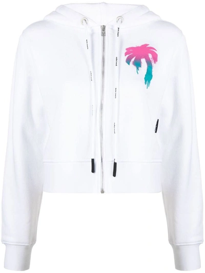 Shop Palm Angels Chest Logo-print Hoodie In White