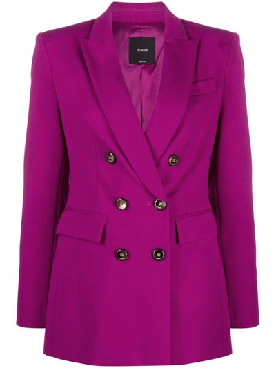 Shop Pinko Double-breasted Blazer In Purple