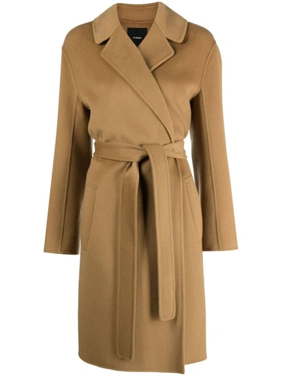 Shop Pinko Single-breasted Coat In Camel