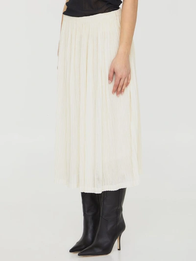 Shop Jil Sander Pleated Midi Skirt In Ivory