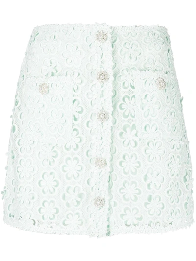 Self-portrait Lace Mini-skirt In Blu