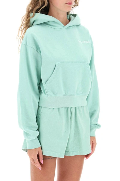 Shop Sporty And Rich Sporty Rich 'italic Logo' Cropped Hoodie In Green