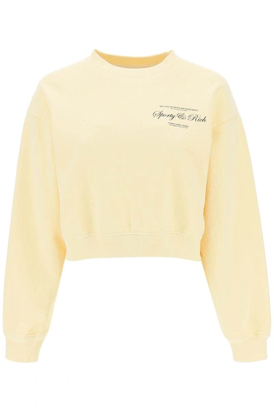 Shop Sporty And Rich Sporty Rich Cropped Sweatshirt In Yellow