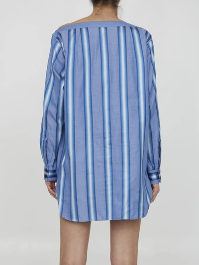 Shop Etro Striped Shirt Dress In Light Blue