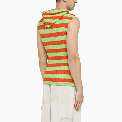 Sunnei Stripped Sleeveless Sweatshirt In Orange
