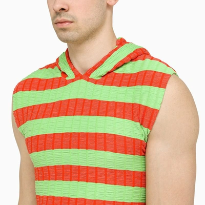 Sunnei Stripped Sleeveless Sweatshirt In Orange