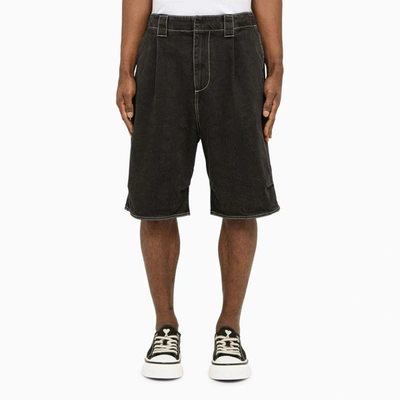 Shop Sunnei Washed Denim Bermuda Shorts In Black
