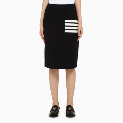 Shop Thom Browne Knit Pencil Skirt In Blue