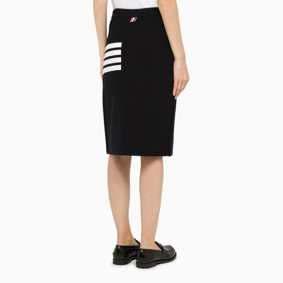 Shop Thom Browne Knit Pencil Skirt In Blue