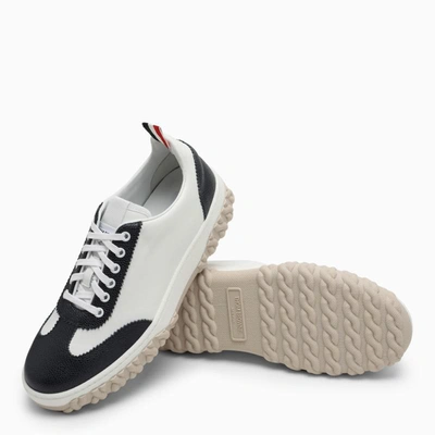 Shop Thom Browne Low White/navy Trainer In Blue