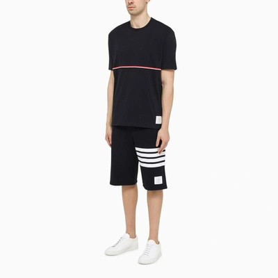 Shop Thom Browne Navy Bermuda Shorts With Bands In Blue