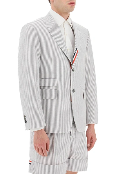 Shop Thom Browne Striped Jacket With Tricolor Details In Multicolor