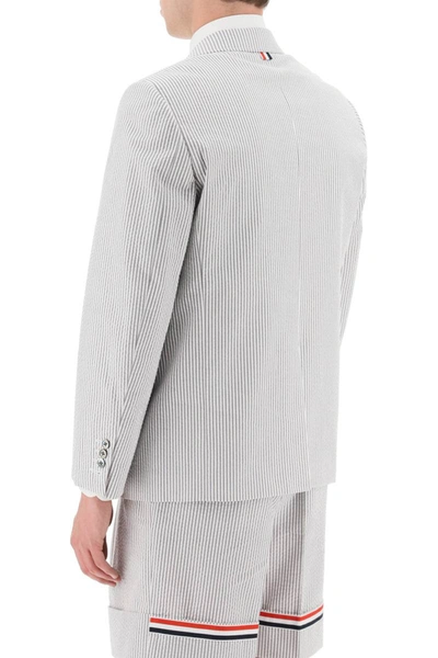 Shop Thom Browne Striped Jacket With Tricolor Details In Multicolor