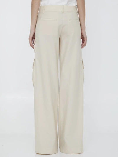 Shop Off-white Toybox Cargo Pants In <p>low-waisted Wide-leg Toybox Cargo Pants In Sand-colored Wool. It Features Zip And Hook-and-eye Cl