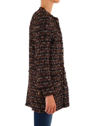 Shop Dolce & Gabbana Tweed Coat With Horn Buttons In Brown