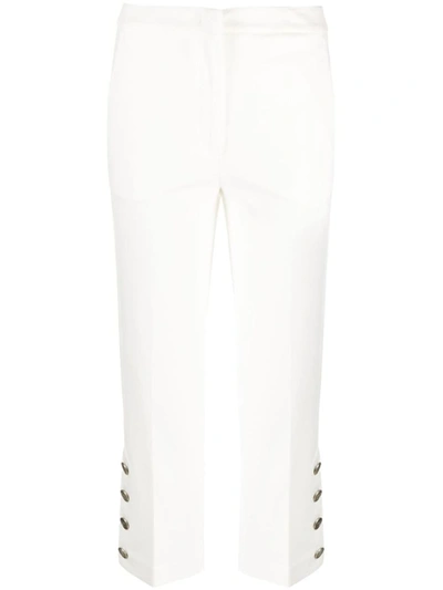 Shop Twinset Buttons Detail Trousers In White