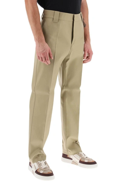 Shop Valentino Garavani Cotton Chino Pants In Brown