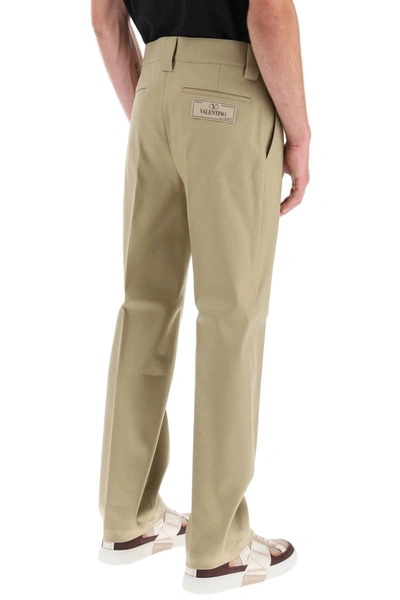 Shop Valentino Garavani Cotton Chino Pants In Brown