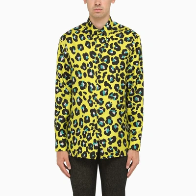 Shop Versace Acid Yellow Shirt In Printed In Multicolor