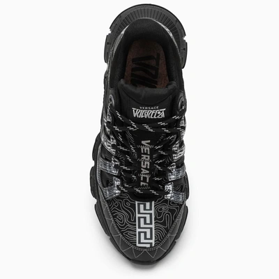 Shop Versace Black/grey Trigreca Sneakers