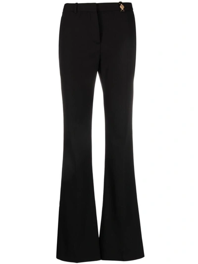 Shop Versace Medusa-plaque Flared Trousers In Black
