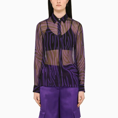 Shop Versace Zebra Print Shirt In Purple