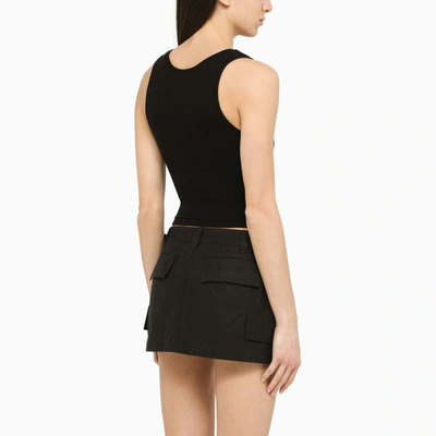 Wardrobe.nyc Ribbed Scoop Neck Sleeveless Crop Tank In Black