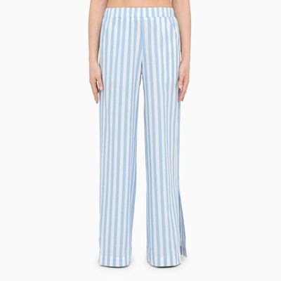 Shop Woera White/blue Palazzo Trousers In Light Blue
