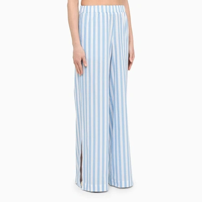 Shop Woera White/blue Palazzo Trousers In Light Blue